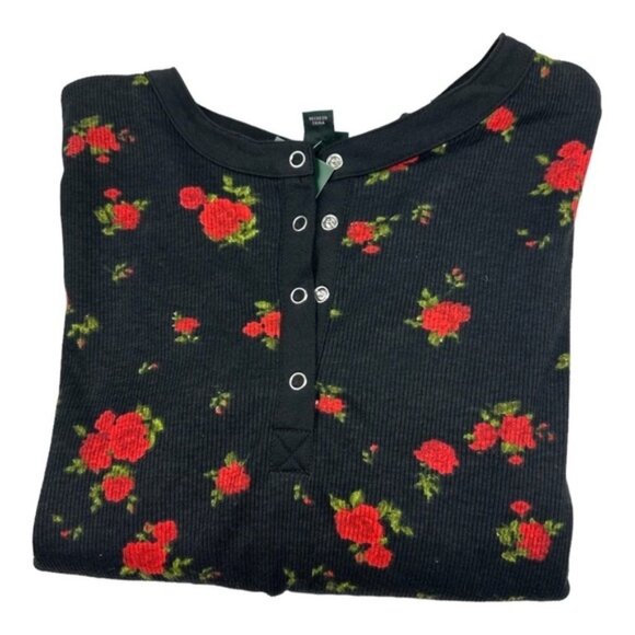 Wild Fable Cropped Henley Long Sleeve Shirt Size M - Picture 9 of 9